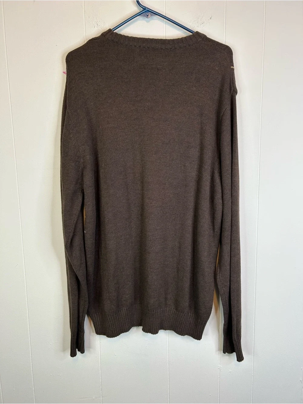 Oscar De La Renta Pullover Sweater Cotton Crewneck Mens Size XL Brown 343